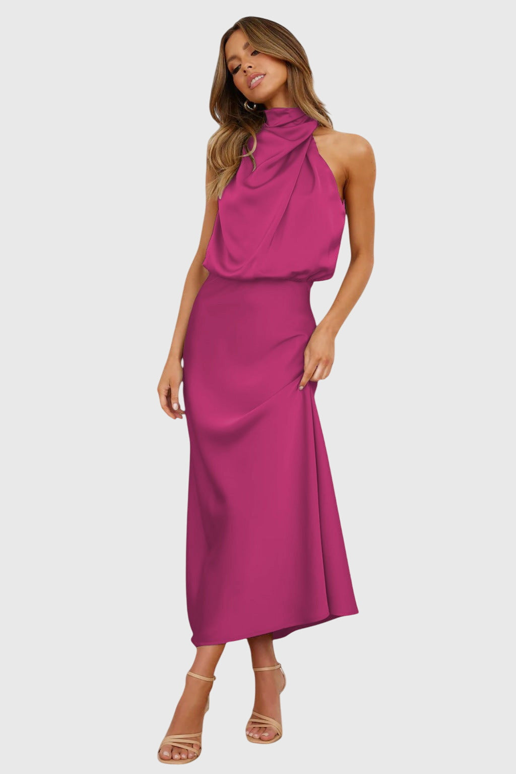 AVA | ABITO HALTER IN SATIN GLAMOUROSO