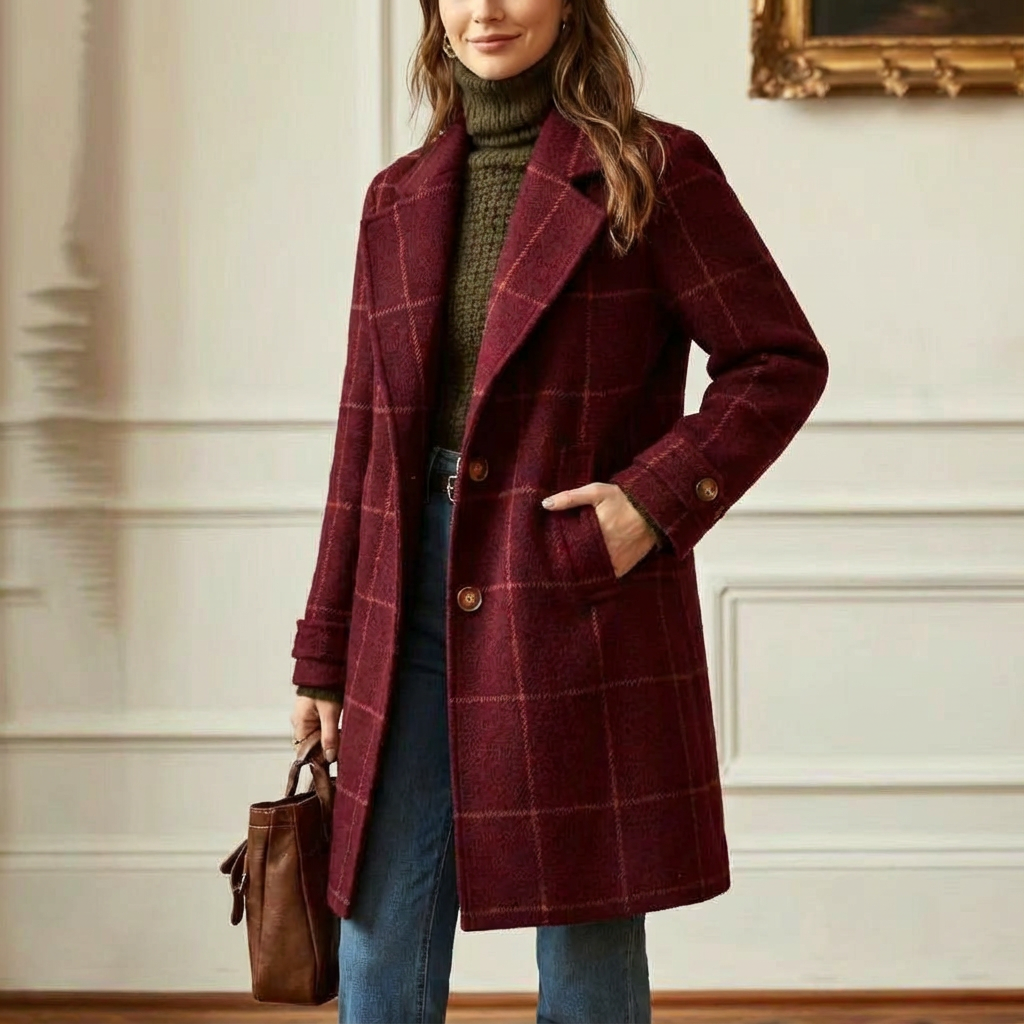 Cambridge – Elegante Cappotto in Lana a Quadri per Donne