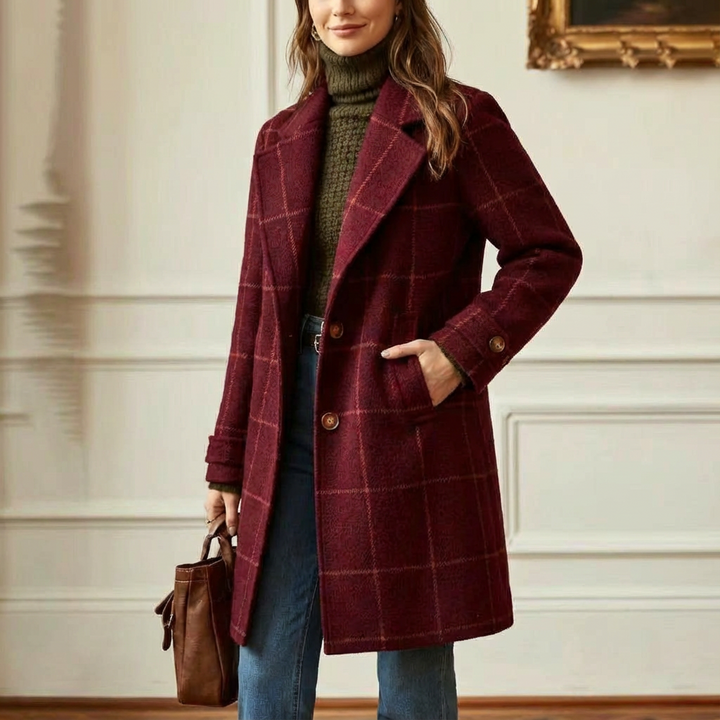 Cambridge – Elegante Cappotto in Lana a Quadri per Donne