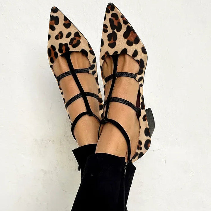 Bridget | Tacchi a Balletto con Cinturino Leopardo