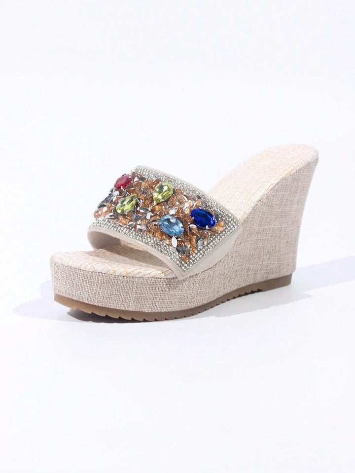 Nella | Mule con Zeppa e Cristalli