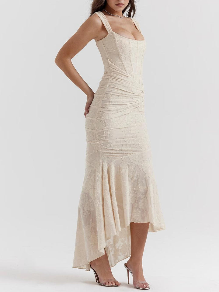 Giulia | Abito maxi floreale blu campanula