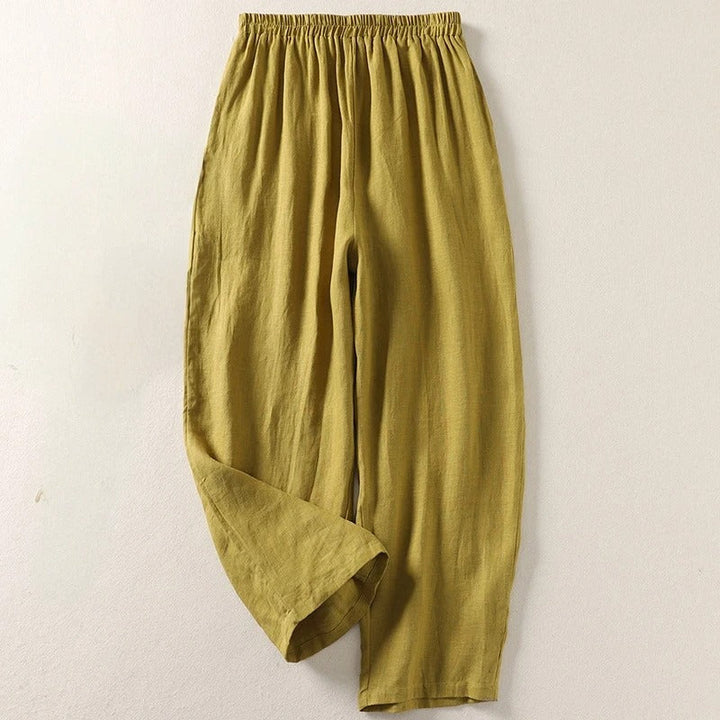 Amalia | Pantaloni Larghi in Cotone e Lino