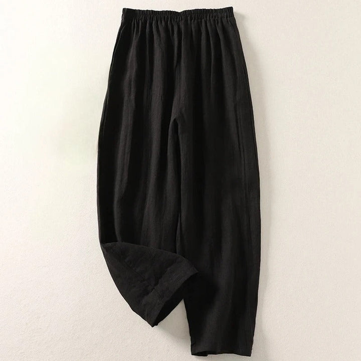 Amalia | Pantaloni Larghi in Cotone e Lino