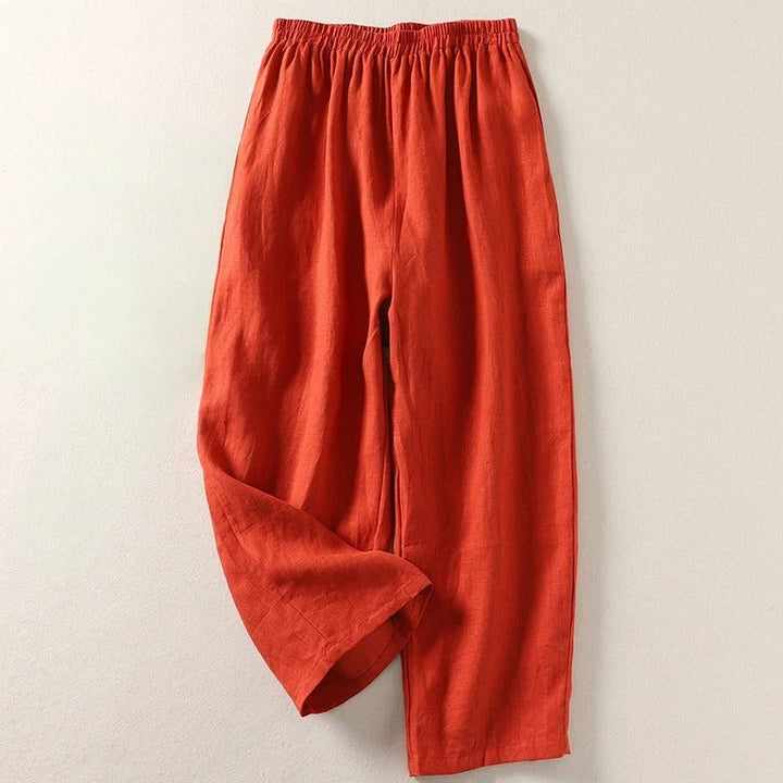 Amalia | Pantaloni Larghi in Cotone e Lino