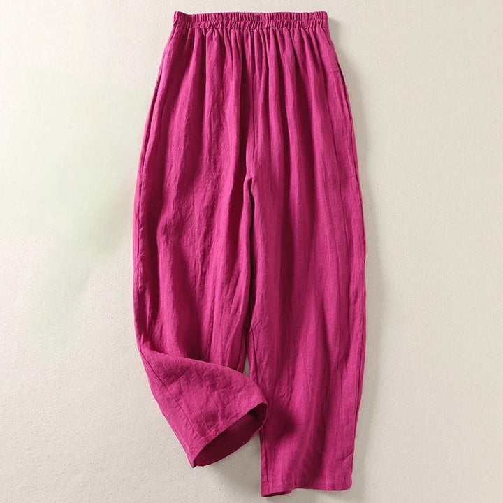 Amalia | Pantaloni Larghi in Cotone e Lino