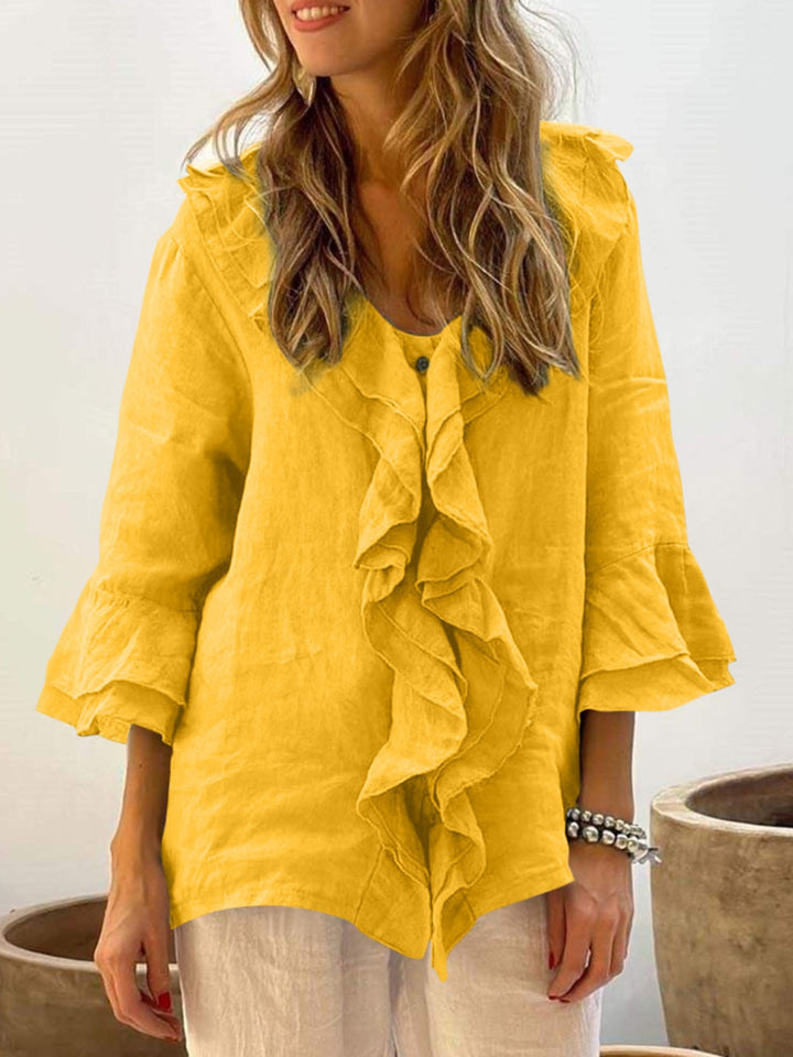 NADINE™ - Top Ruffle con Maniche a Campana Chic