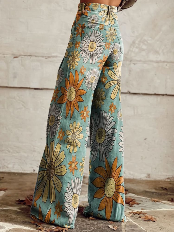 DAISY™ - Pantaloni a Gamba Larga Floreali Vintage