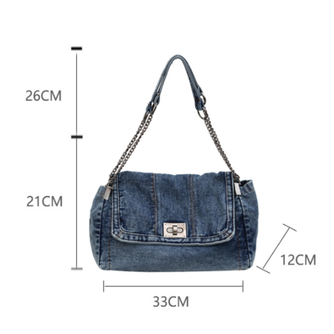 FRANKIE™ – Borsa a Spalla in Denim Vintage con Catena