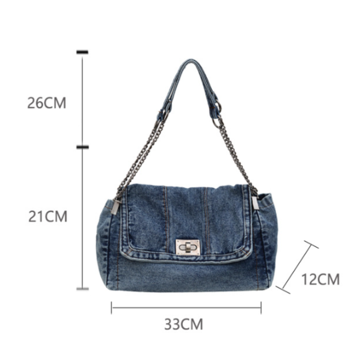 FRANKIE™ – Borsa a Spalla in Denim Vintage con Catena