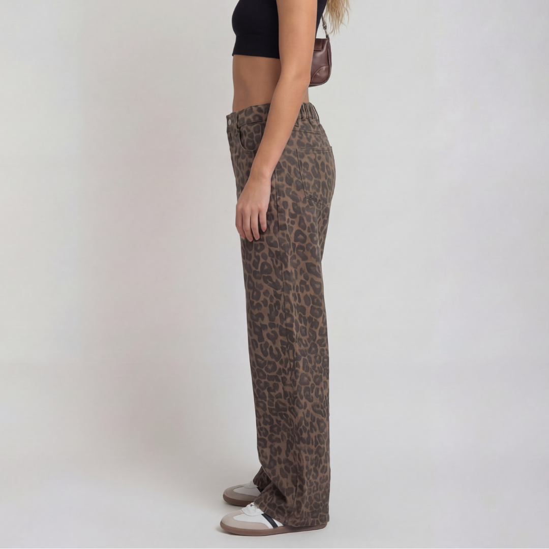 PENELOPE™ – Pantaloni Larghi in Stampa Leopardo Casual