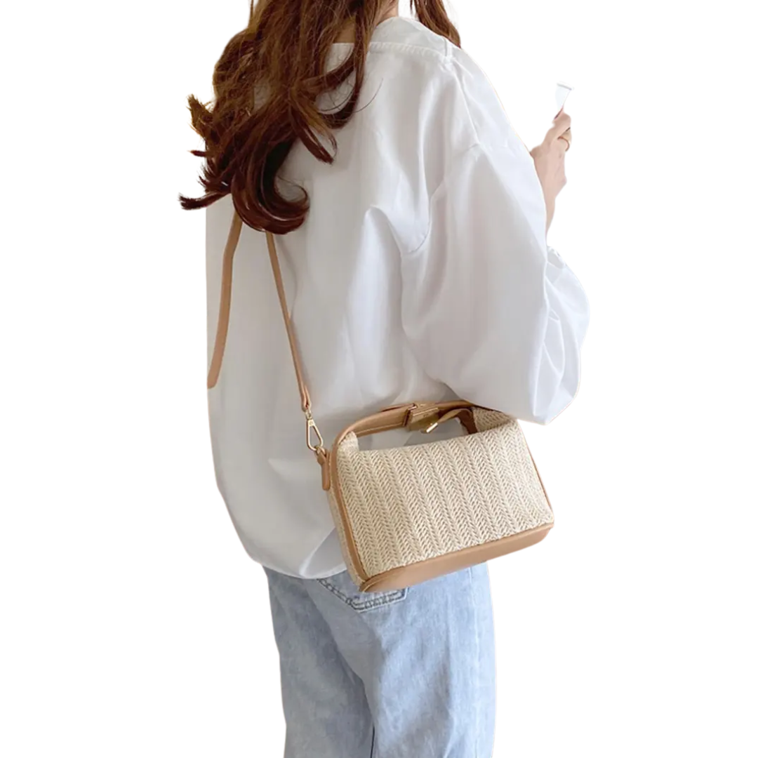 PALOMA™ – Borsa a Spalla Incrociata in Paglia Intrecciata