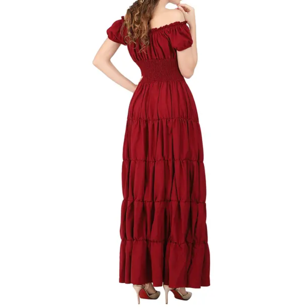 ROWENNA™ – Abito con vita arricciata in stile medievale rinascimentale
