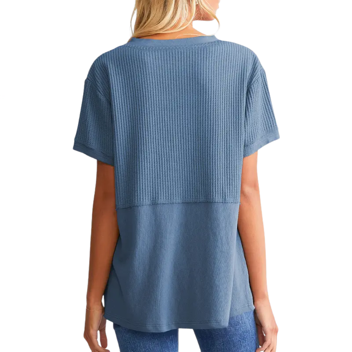 GRACIE™ – Top V-Neck in Maglia Waffle Confortevole