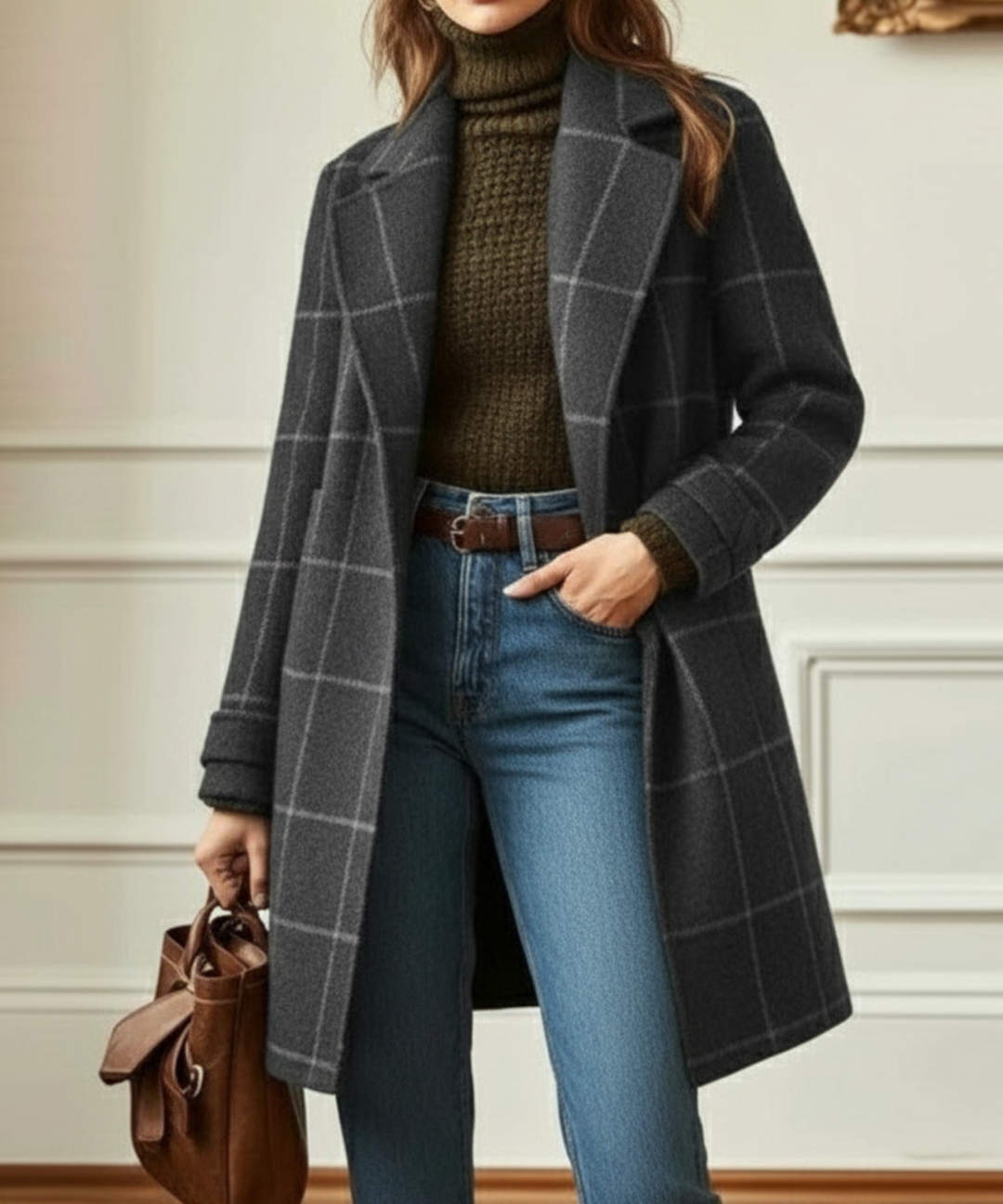 Cambridge – Elegante Cappotto in Lana a Quadri per Donne