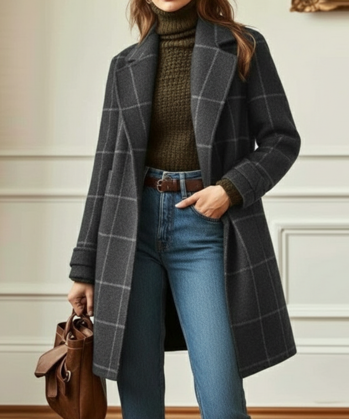 Cambridge – Elegante Cappotto in Lana a Quadri per Donne