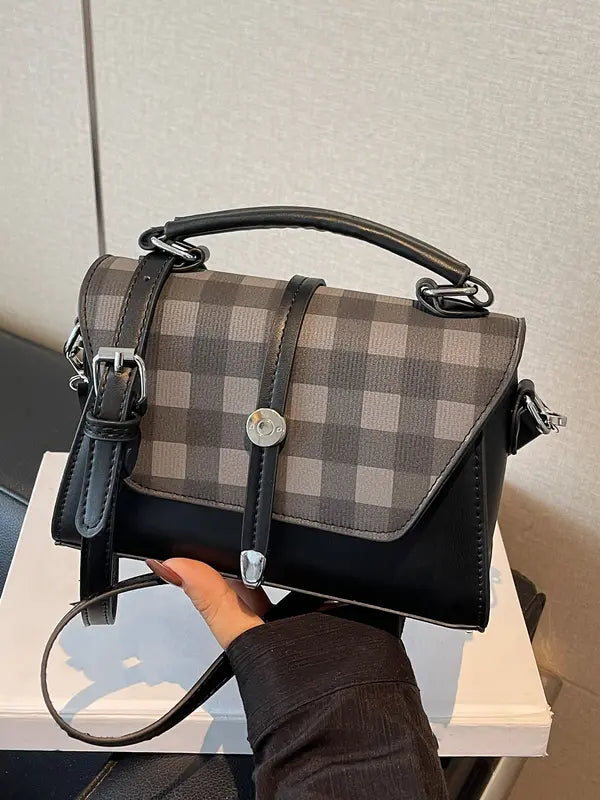 MARLYNN™ - Borsa a Spalla a Croce Quadrata Piccola in Stile Vintage con Cuciture a Contrasto