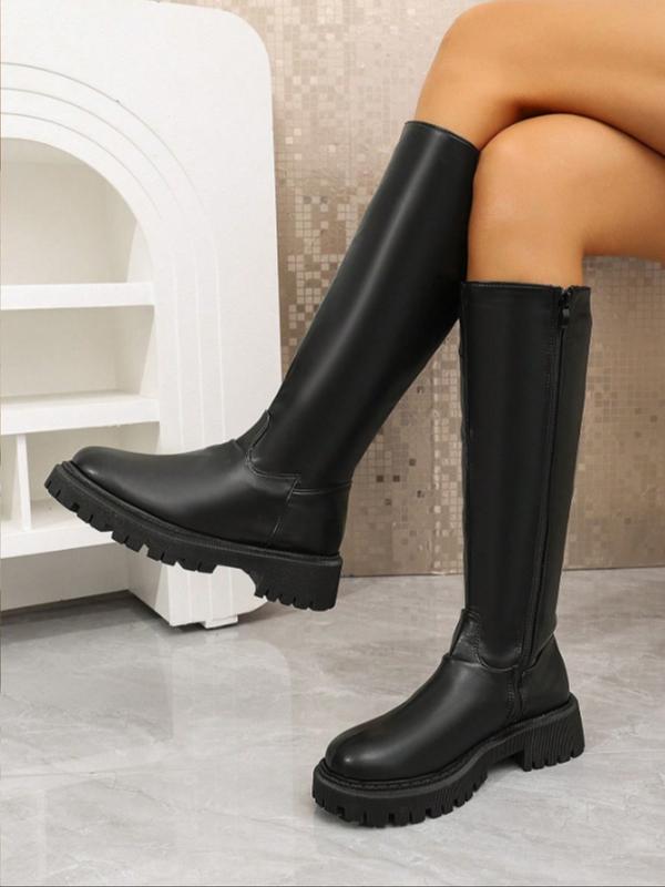 MINDA™ - Stivali da Moto Alti per Donne in Pelle PU Liscia con Zip