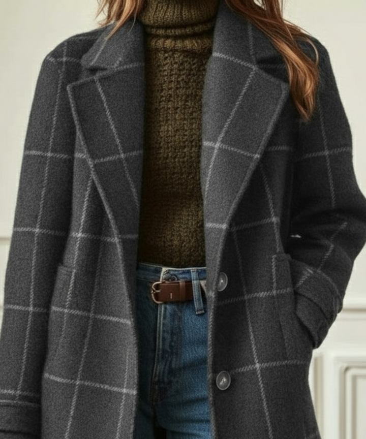 Cambridge – Elegante Cappotto in Lana a Quadri per Donne