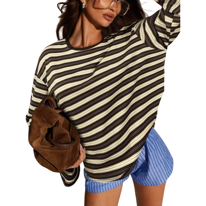 ROSINA™ – Maglia attillata a maniche lunghe a righe classiche