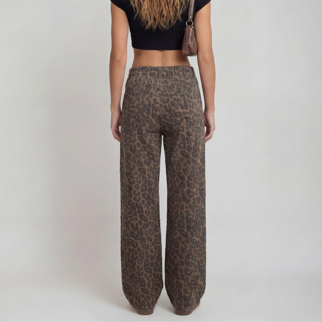 PENELOPE™ – Pantaloni Larghi in Stampa Leopardo Casual