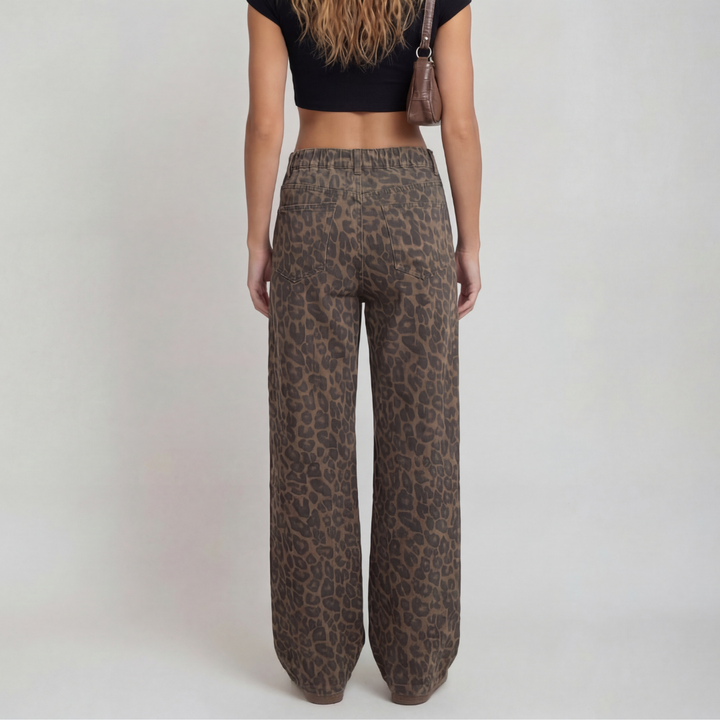 PENELOPE™ – Pantaloni Larghi in Stampa Leopardo Casual
