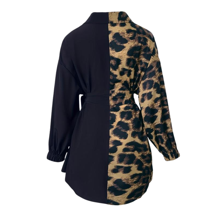 JODI™ – Abito Camicia Leopardato Asimmetrico Elegante