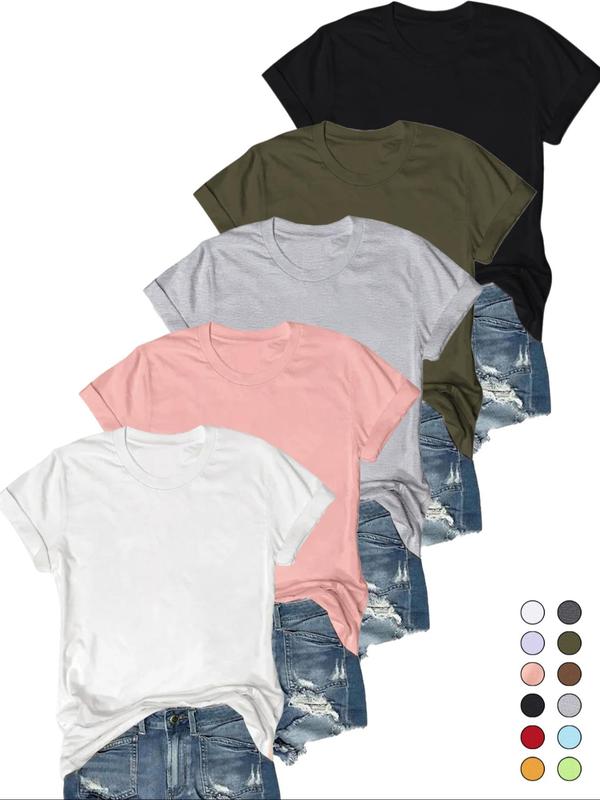 OLIVE™ - T-Shirt Casual a Maniche Corte (Confezione da 5)