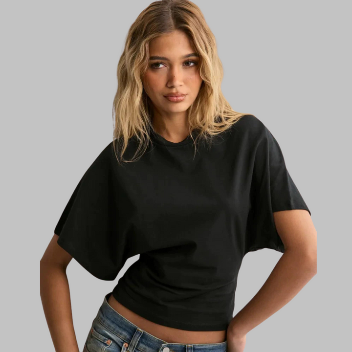 RAZI™ - Top Casual Fitted a Manica Mezza con Collo Rotondo