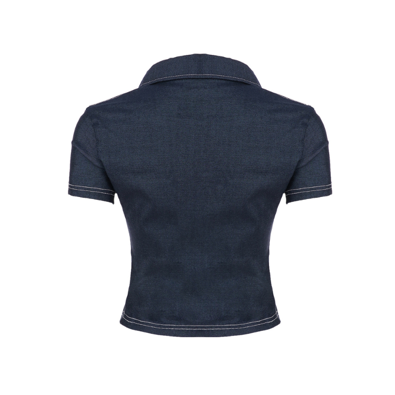 NICOLE™ – Camicia corta a maniche corte con colletto aderente e alla moda