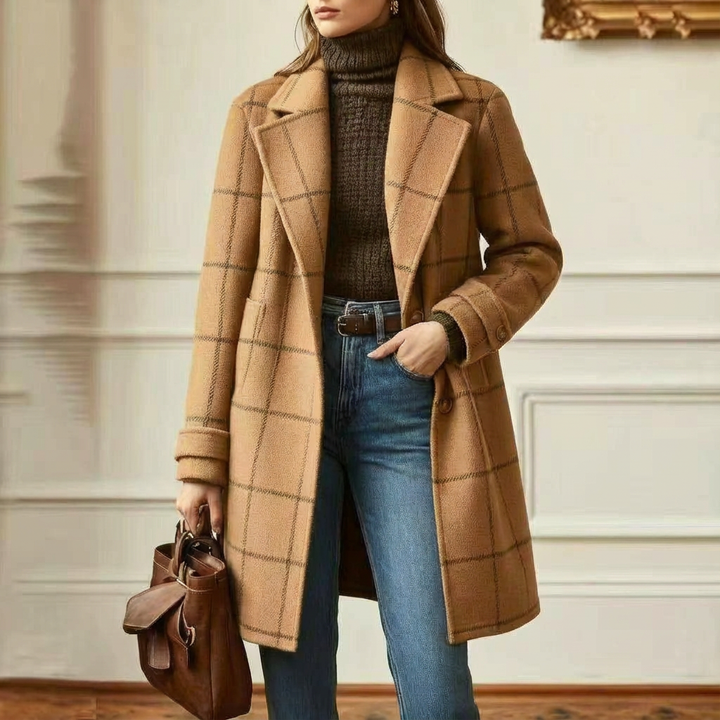 Cambridge – Elegante Cappotto in Lana a Quadri per Donne