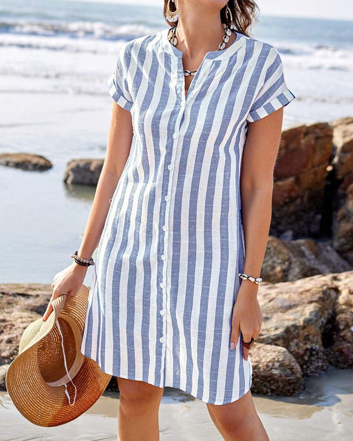 MARTINE | ABITO CAMICIA A RIGHE ELEGANTE
