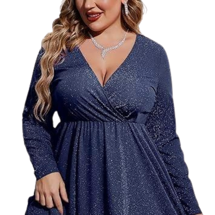 MATHILDE™ - Abito da cocktail a balze in paillettes taglie forti