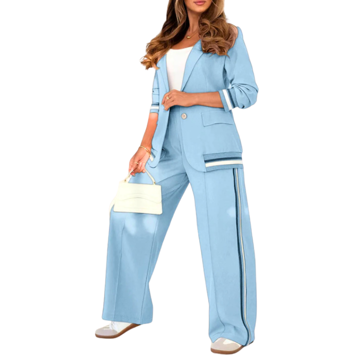 SUZETTE™ – Set Elegante con Top a Collo Revers e Pantaloni con Vita Elasticizzata