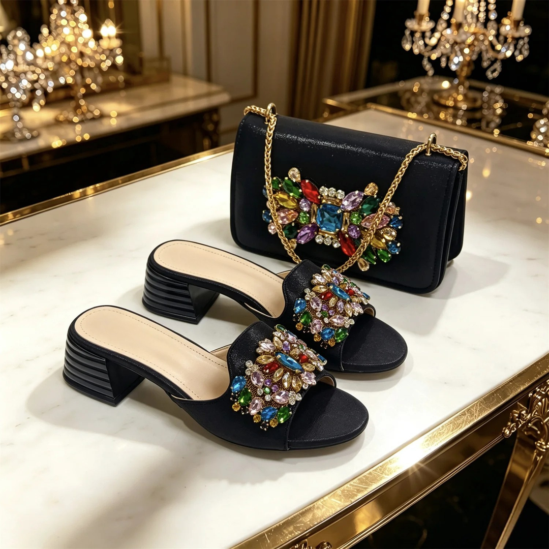 Celeste | Sandali Gioiello con Pochette Coordinata