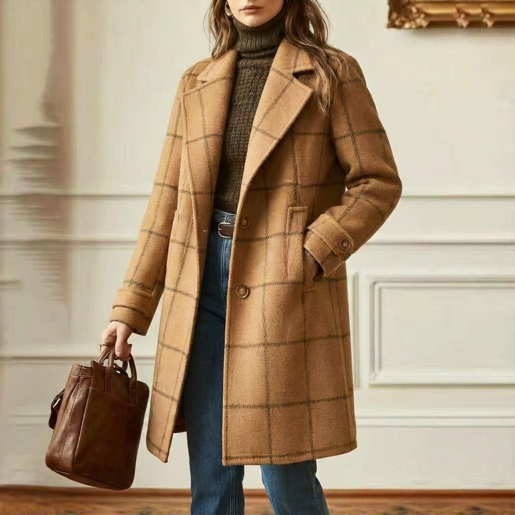Cambridge – Elegante Cappotto in Lana a Quadri per Donne