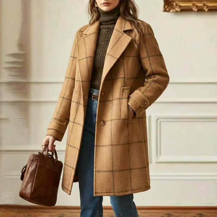 Cambridge – Elegante Cappotto in Lana a Quadri per Donne