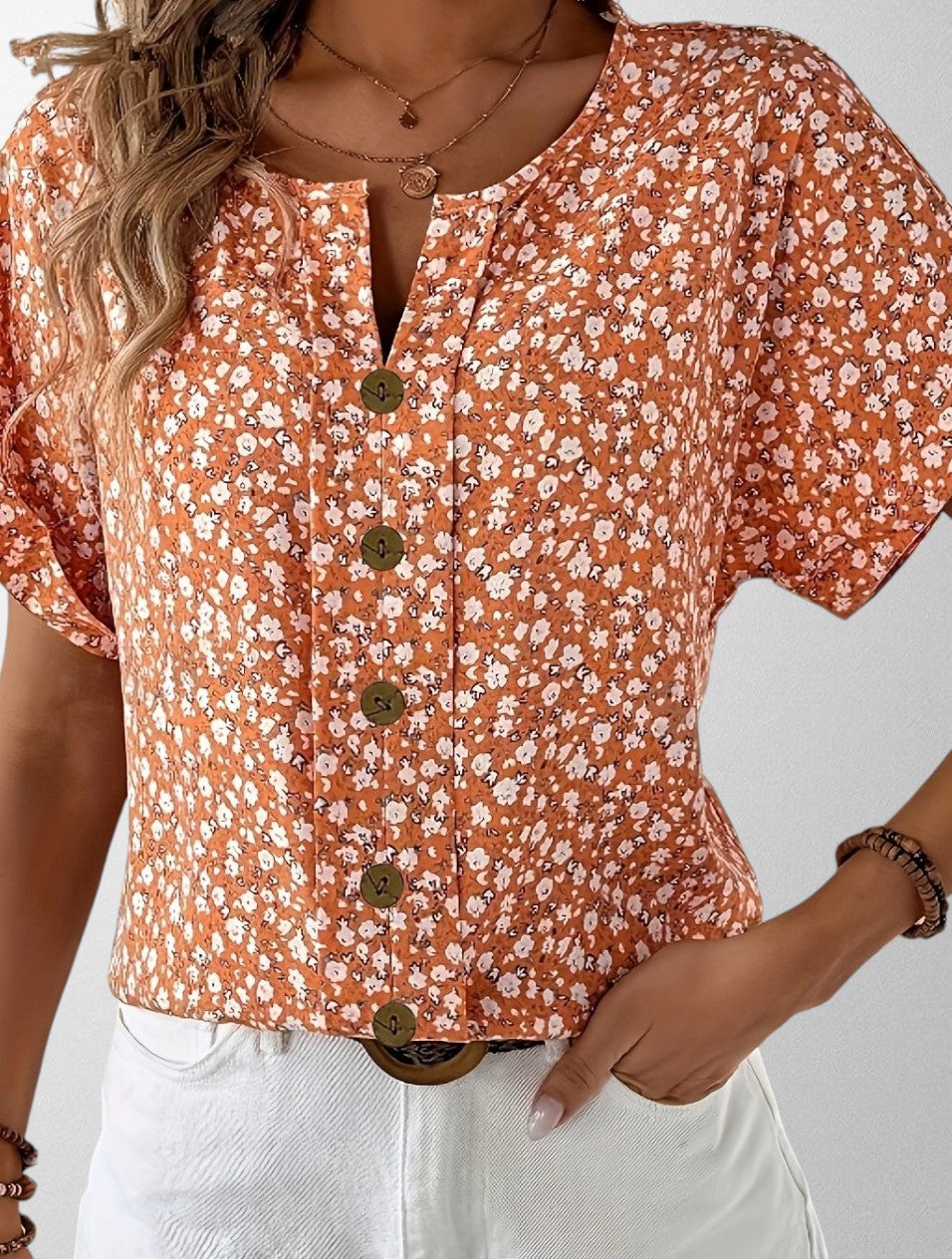 Olivia - Blusa a Bottoni Floreale