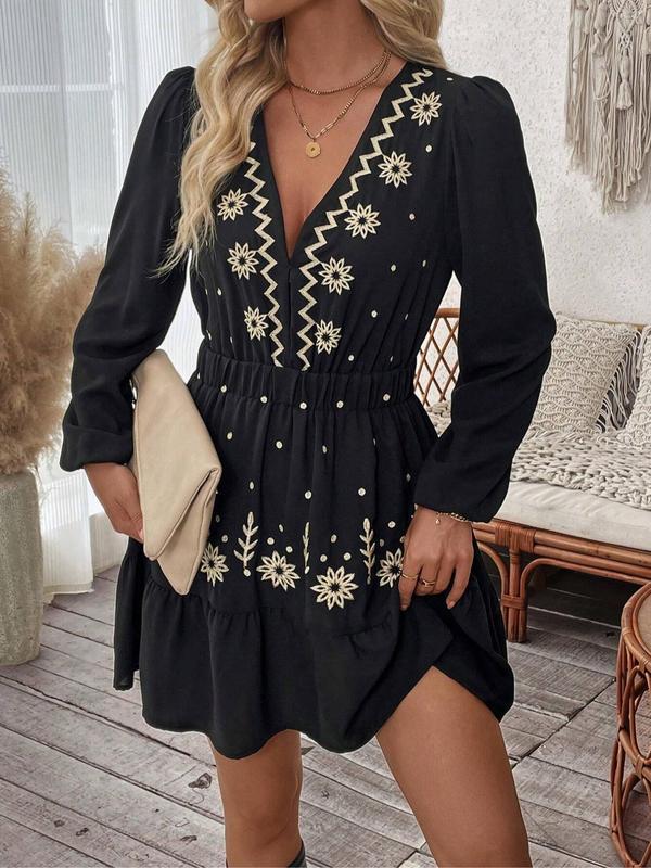 LOTTIE™ - Abito Casual Elegante con Maniche Lunghe Ricamato