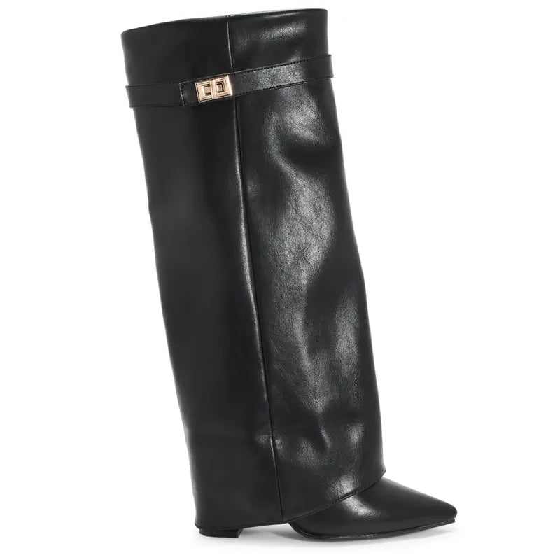 SARAH™ - Stivali con tacco in suede da 4 pollici con fibbia per donne, scarpe eleganti per camminare