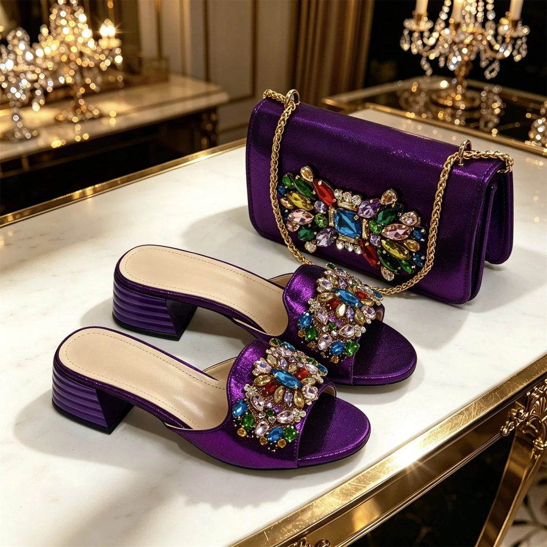 Celeste | Sandali Gioiello con Pochette Coordinata