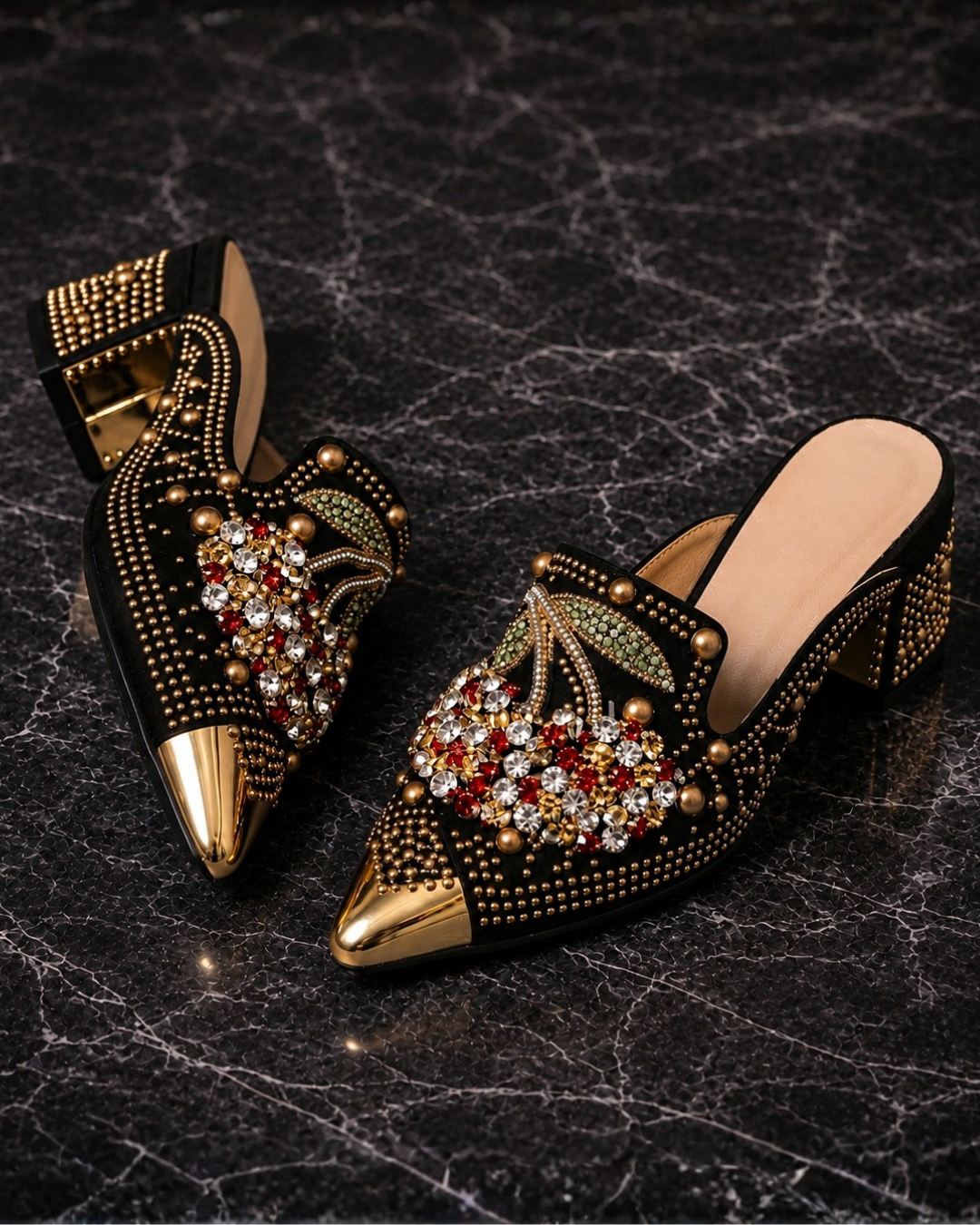 Gilda | Mule con Cristalli e Dettaglio Ciliegia