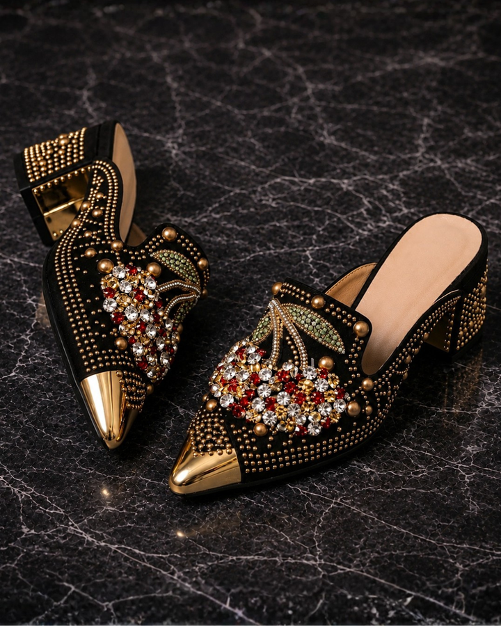 Gilda | Mule con Cristalli e Dettaglio Ciliegia
