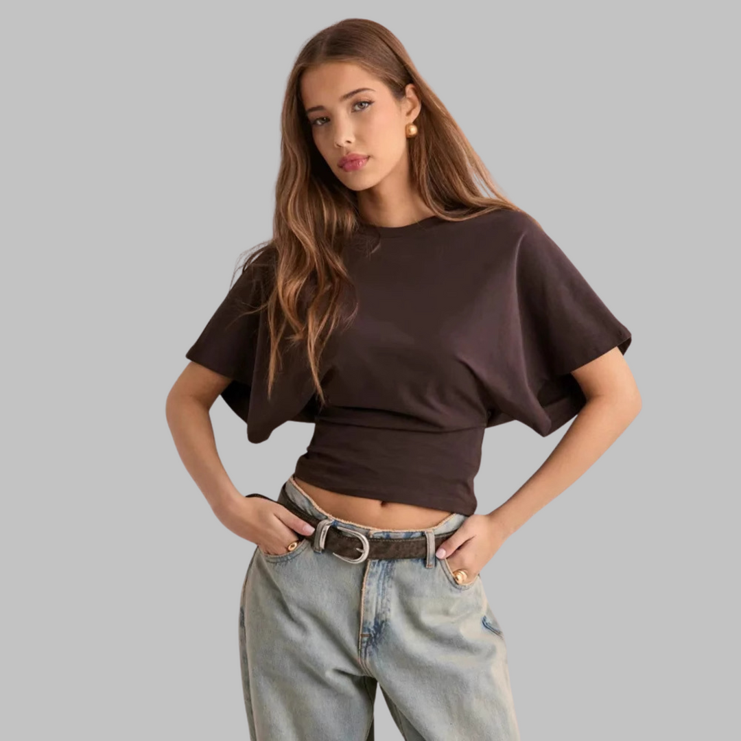RAZI™ - Top Casual Fitted a Manica Mezza con Collo Rotondo