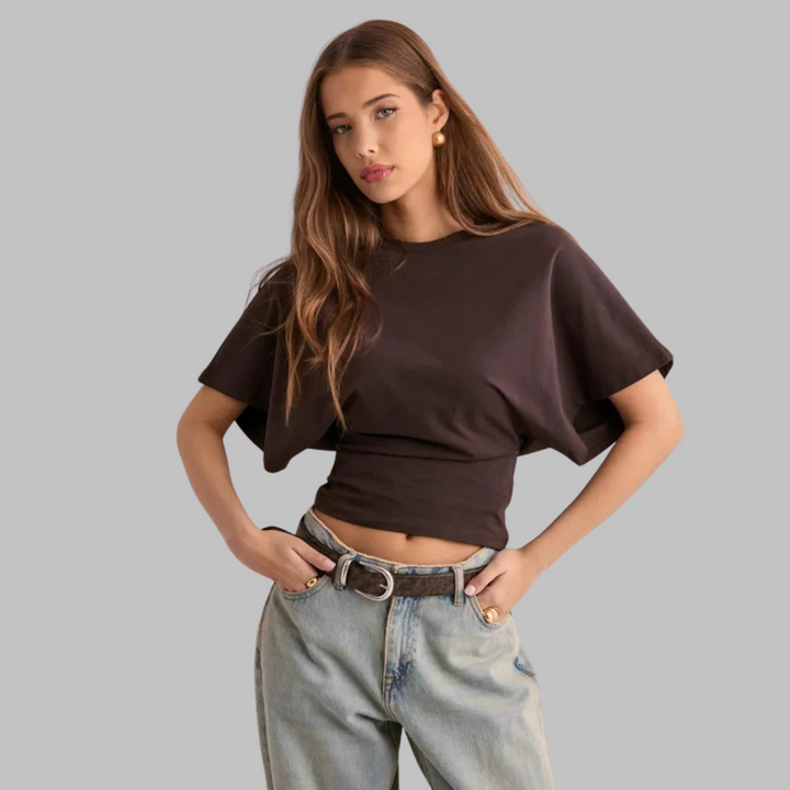 RAZI™ - Top Casual Fitted a Manica Mezza con Collo Rotondo