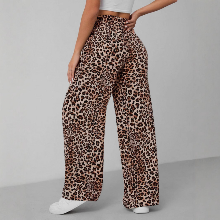 SYALA™ - Pantaloni Ampi a Vita Alta con Stampa Leopardo Vintage
