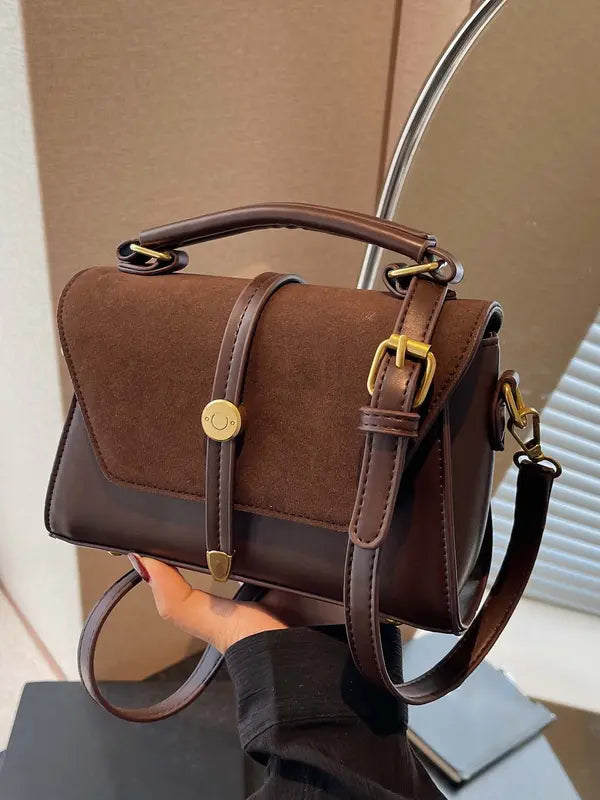 MARLYNN™ - Borsa a Spalla a Croce Quadrata Piccola in Stile Vintage con Cuciture a Contrasto