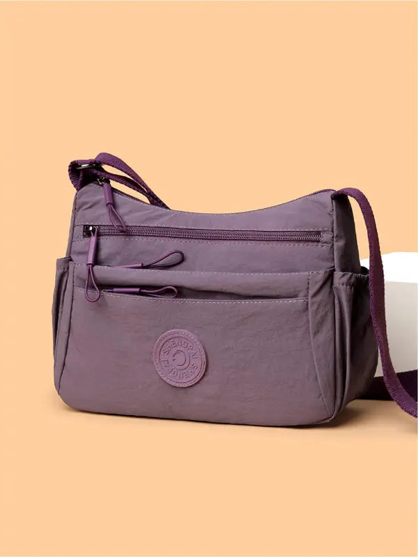 BETINA™ - Borsa a tracolla di alta qualità, multitasche e di colore unito per uso quotidiano