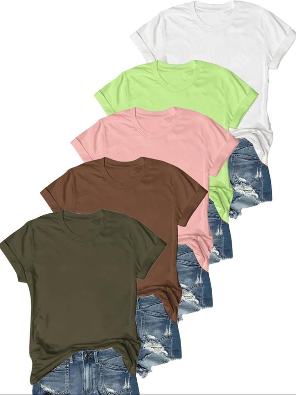 OLIVE™ - T-Shirt Casual a Maniche Corte (Confezione da 5)