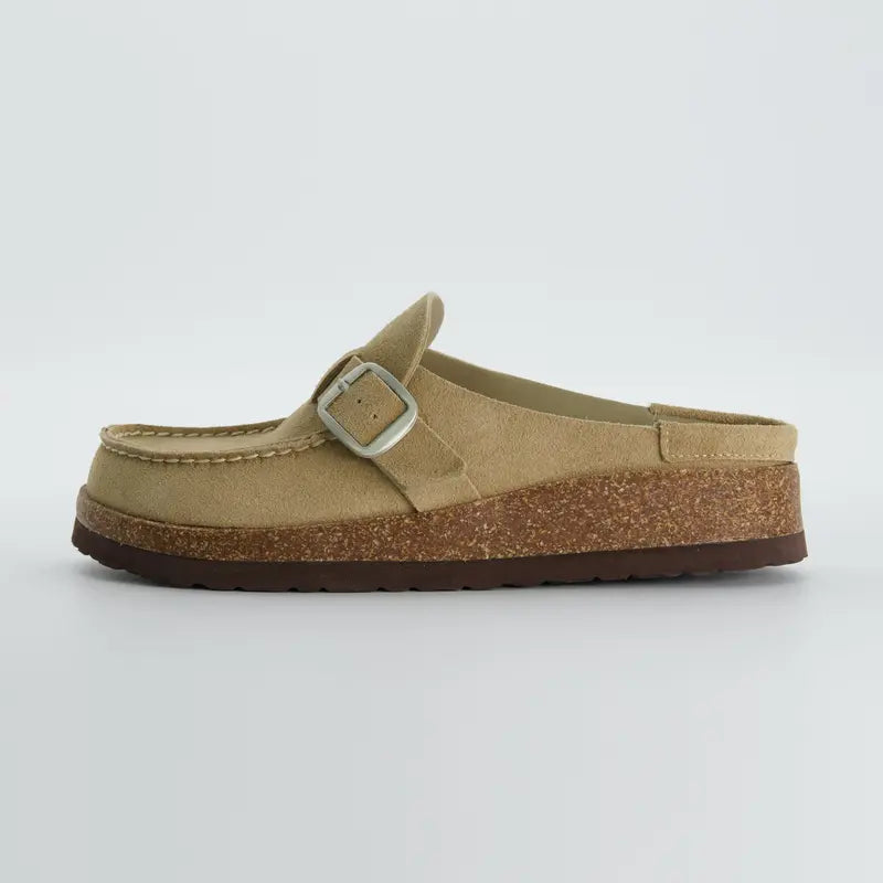 ELIZABETH™ - Zoccoli in Suede con Sottopiede in Sughero per Donna, Casual, Comodi, Slip-On